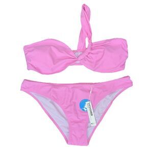 CUPSHE 2 PC PINK BIKINI TOP BOTTOM WOMENS SIZE XL SOLID COLOR SWIM SWIMSUIT NEW